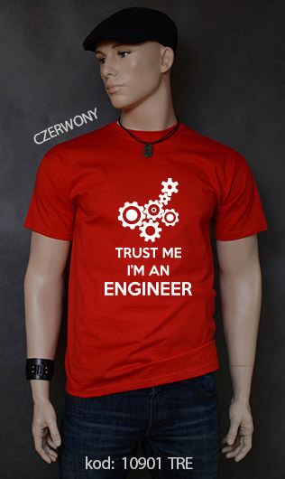 koszulka męska TRUST ME I'M AN ENGINEER kolor czerwony