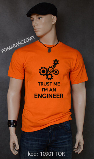 koszulka męska TRUST ME I'M AN ENGINEER kolor pomarańczowy