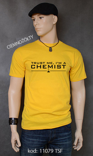 koszulka męska TRUST ME I'M A CHEMIST kolor ciemnożółty