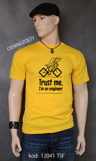 koszulka męska TRUST ME I'M AN ENGINEER kolor ciemnożółty