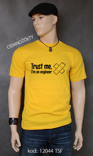 koszulka męska TRUST ME I'M AN ENGINEER kolor ciemnożółty